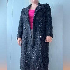 vintage new york girl (NYG) black-pink tweed union made trench coat blazer sz 6
